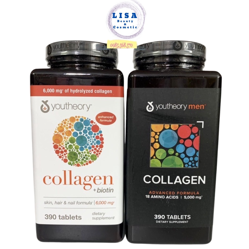 Viên Uống Collagen Bitoin Youtheory,Chống ô xy hóa Da Bổ Xương Khớp, Da mịn màng Màng 290 Viên