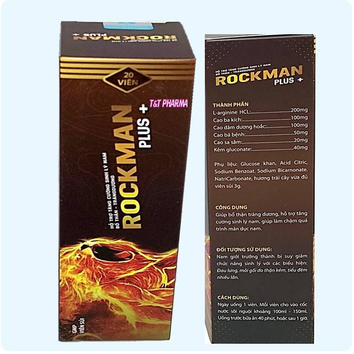 [Tuýp 20 viên]  Viên Sủi Tăng Cường SInh Lý RockMan Plus-  tăng cường chức năng sinh lý nam,bổ thận,tráng dương