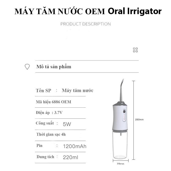 Tăm nước Oral Irrigator [Hàng xuất Âu] máy tăm nước cầm tay cao cấp mini, vệ sinh răng miệng cho cả nhà.