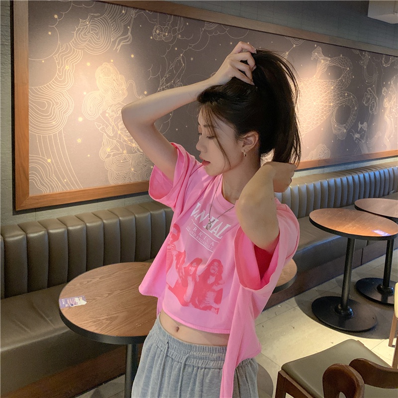 Áo Thun Nữ Ngắn Tay Cổ Tròn Form Rộng Thời Trang Hàn