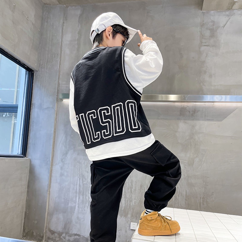 Áo thun Cotton dáng rộng giả hai lớp thời trang cho bé