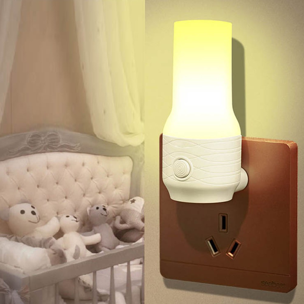 Cod Qipin Simple Plug-in Switch Energy-saving Night Light White Warm Lamp LED Bedroom Home Decor