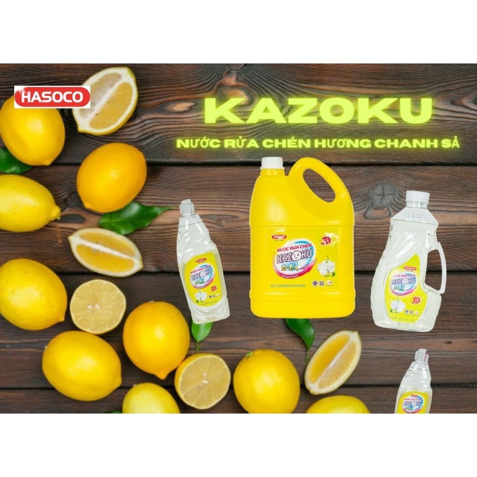 Nước rửa chén bát Kazoku sả chanh 4kg hasoco