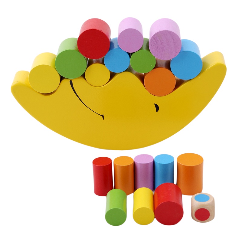 Moon Shape Balancing Toy Building Blocks Baby Early Learning Balance Training Toy Wood