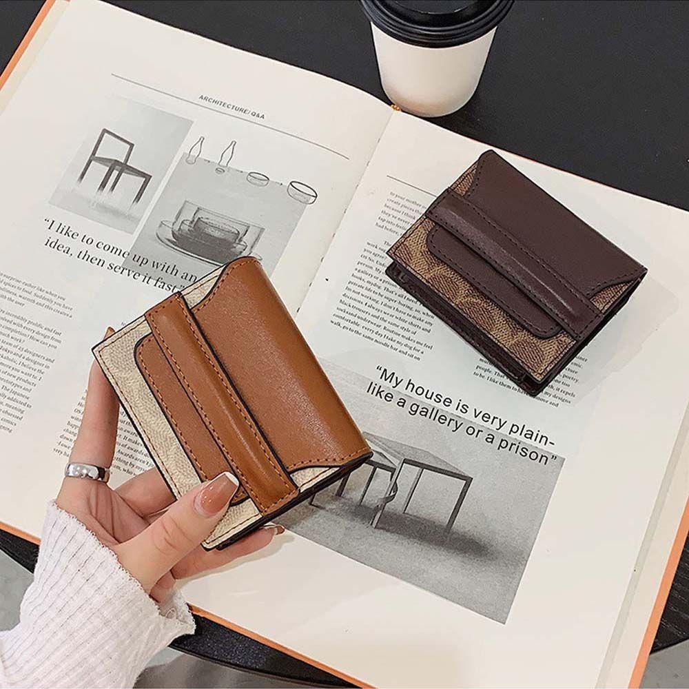 Ví Da PU Ngắn Dạng Gập Thời Trang Cho Nữ Giá Đỡ