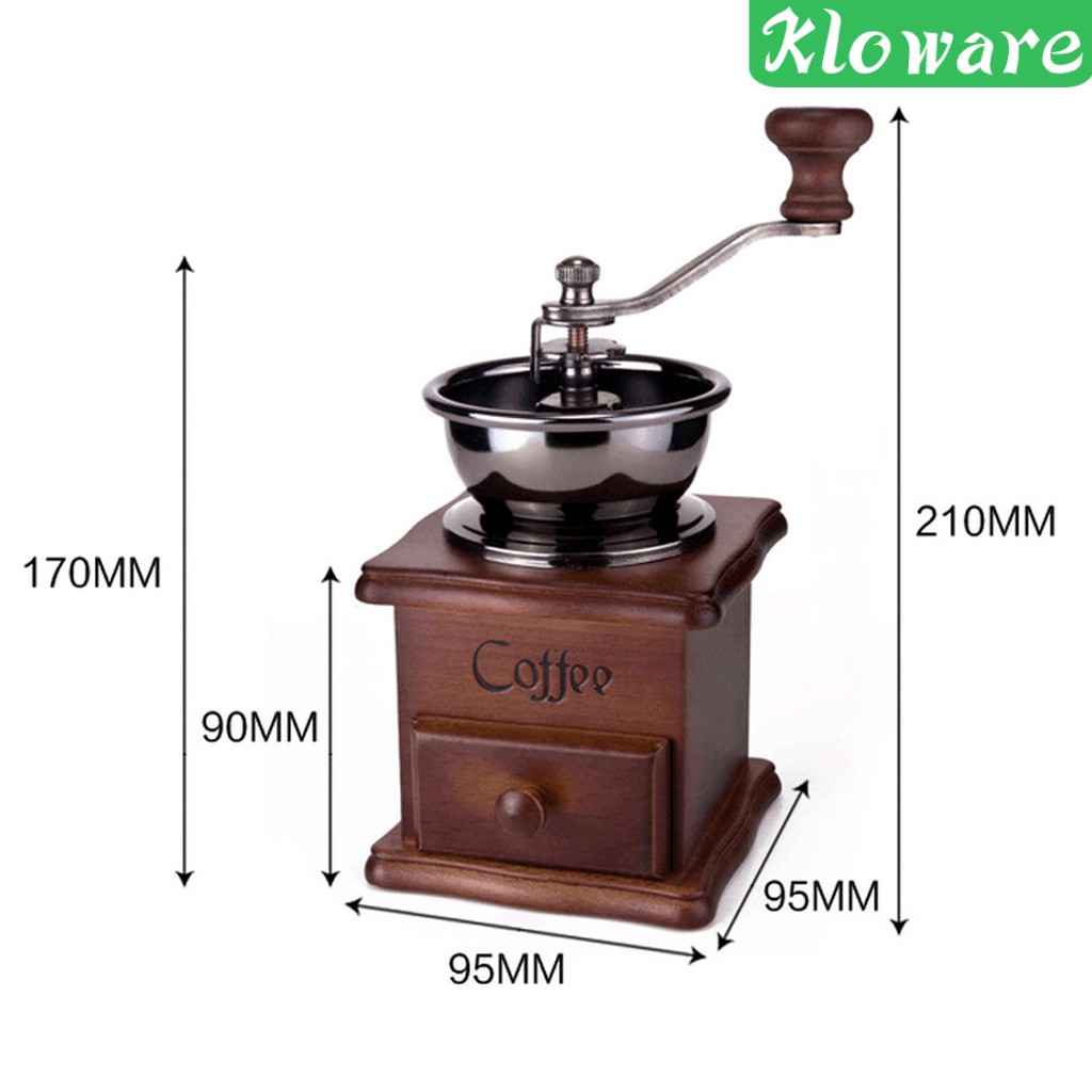 [KLOWARE] Manual Coffee Bean Spice Nuts Grinder Hand Mill Ceramic Core Antique Style