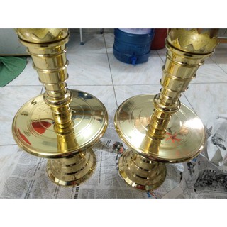 Cặp chân đèn thờ cúng đồng thau (Đã bao gồm búp sen)