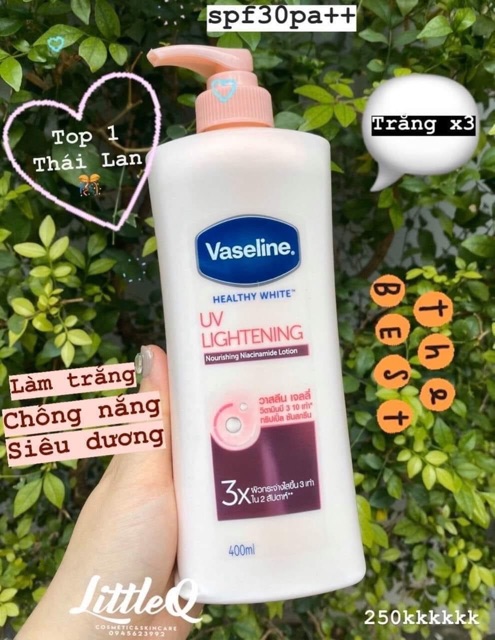 Vaseline 10x dưỡng trắng dưỡng ẩm 380ml Thái lan