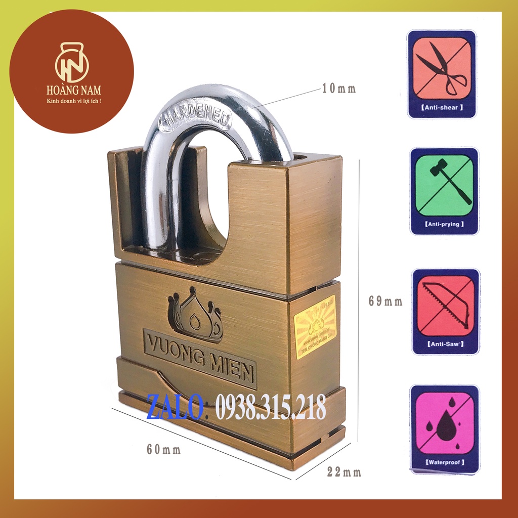 Ổ Khóa Cao Cấp 60mm Vương Miện TOP SECURITY LOCKS , Chống Cắt , Chống Khoang , Chống Axit _ MADE VIỆT NAM