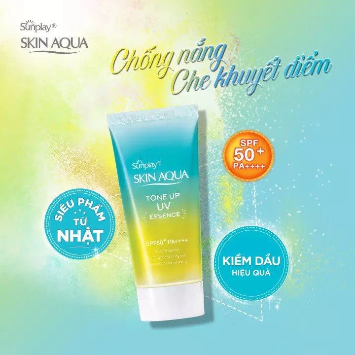 Kem chống nắng Skin Aqua Tone Up UV SPF50+ Nội Địa Nhật lọ 80g kiểm soát dầu và dưỡng trắng