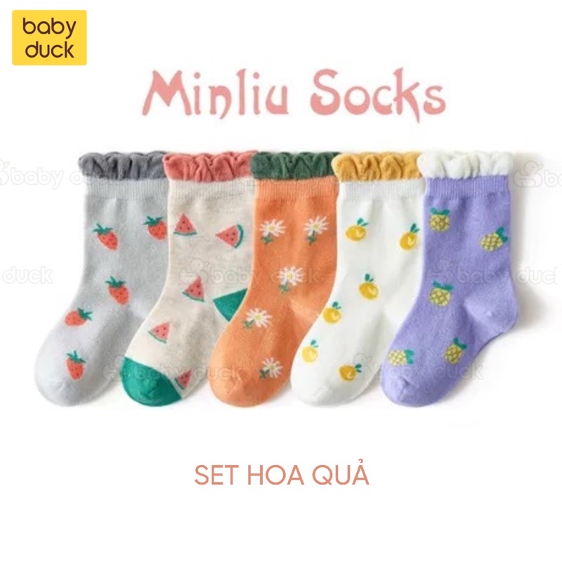 Combo 5 đôi tất/vớ bé gái cao cấp Minliu socks mẫu mới nhất, tất/vớ trẻ em