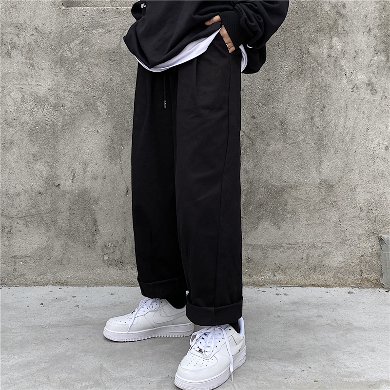 Quần Dài Ống Rộng Màu Trơn Thời Trang Retro Cổ Điển Hàn Quốc | BigBuy360 - bigbuy360.vn