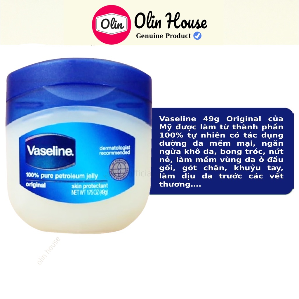 Vaseline dưỡng môi 7g - Kem nẻ Vaseline dưỡng ẩm da mặt 49g - Son dưỡng ẩm môi chống nẻ váeline - Olin House
