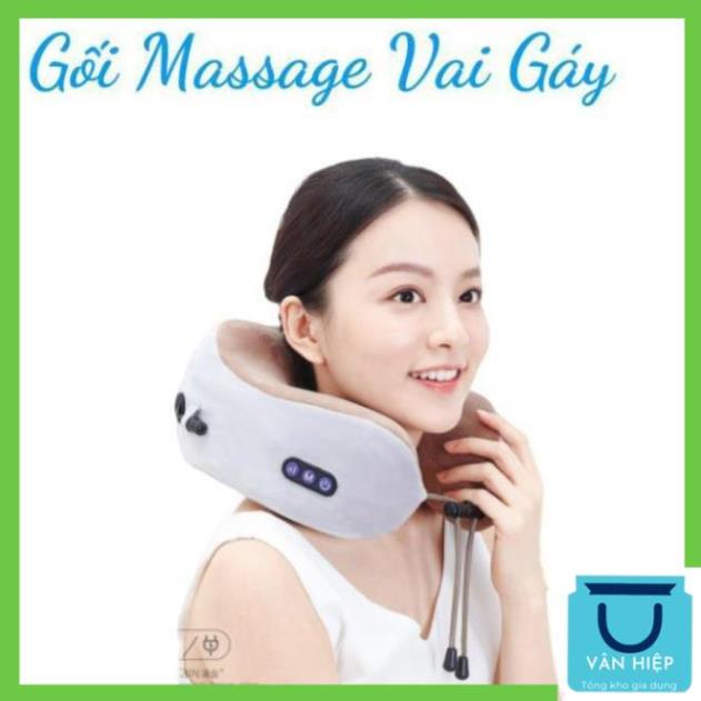 Gối Massage Chữ U - Gối Massage Cổ Vai Gáy Hồng Ngoại Đa Năng