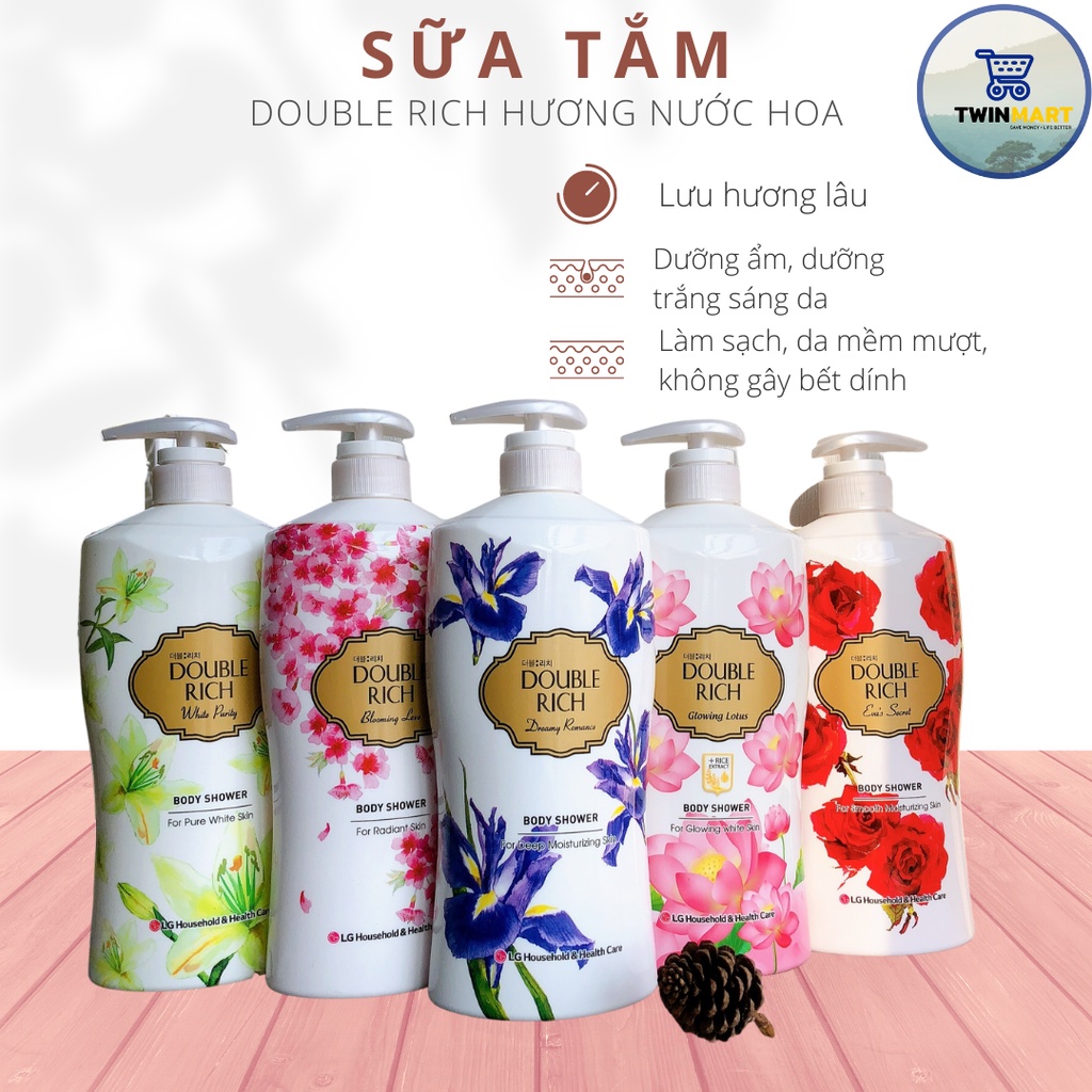 Sữa Tắm Hương Hoa Double Rich 800g Body Shower - Hàn Quốc - Hoa Hồng