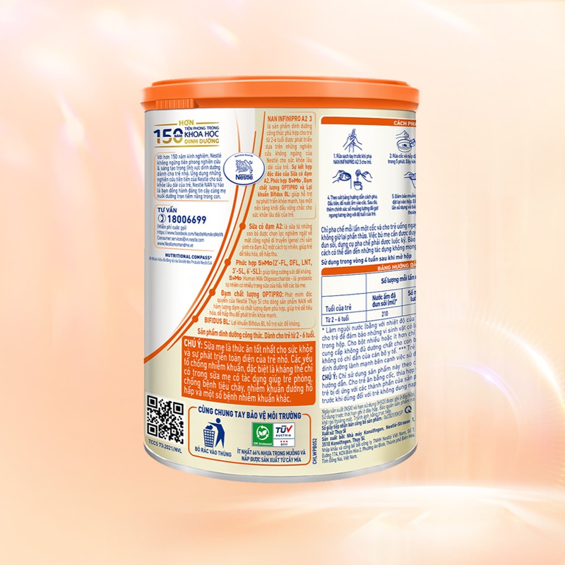 Sản phẩm dinh dưỡng công thức Nestlé NAN INFINIPRO A2 3 lon 800g