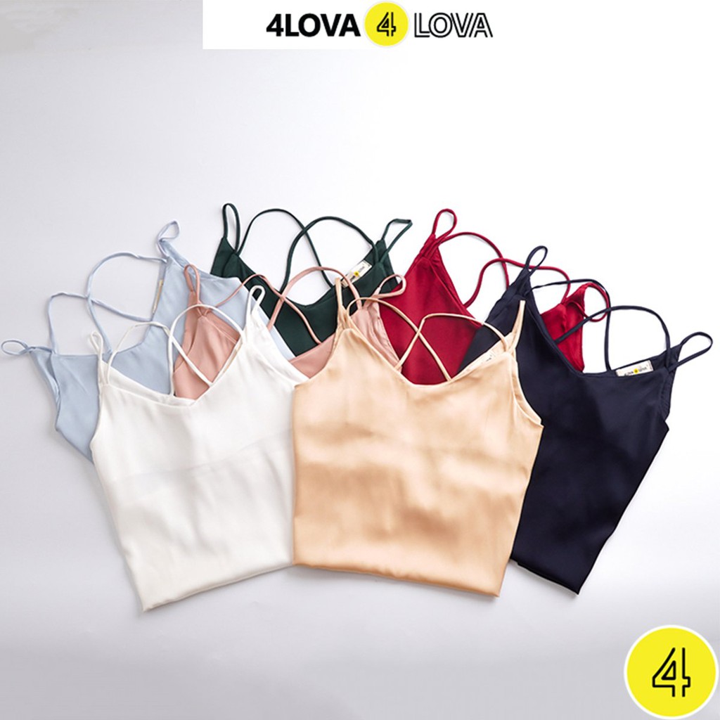 Áo 2 dây trơn vải lụa satin 4LOVA thiết kế đan lưng sexy, sang chảnh | BigBuy360 - bigbuy360.vn