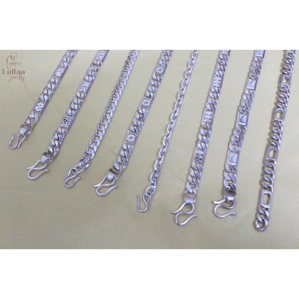 Vòng Tay Bạc Nam LALLAA JEWELRY Mắt Xích Cá Tính