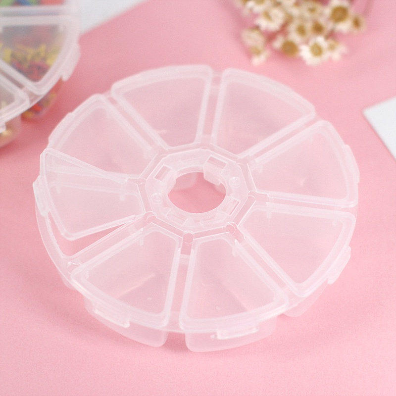 Hộp nhựa tròn 8 ngăn đựng phụ kiện