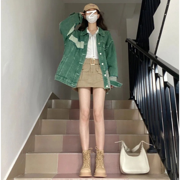 Áo Khoác Denim Dáng Rộng Thời Trang Mùa Thu Cho Nữ