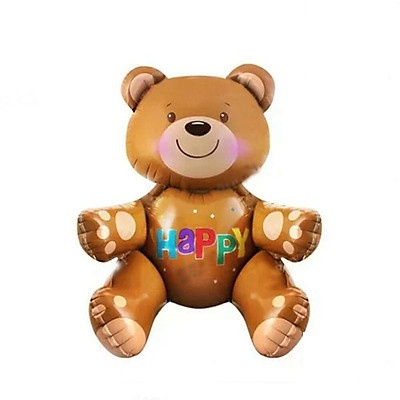 Bong Bóng Gấu Ôm Bánh Kem - Bóng Gấu Nâu Teddy 3D Size Lớn Trang Trí Tiệc Sinh Nhật, Đầy Tháng, Thôi Nôi