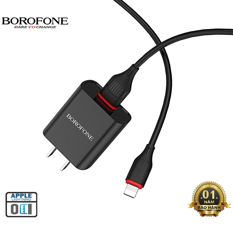 Bộ sạc cáp Borofone BA20 cổng USB 2.1A,dây dài 1m