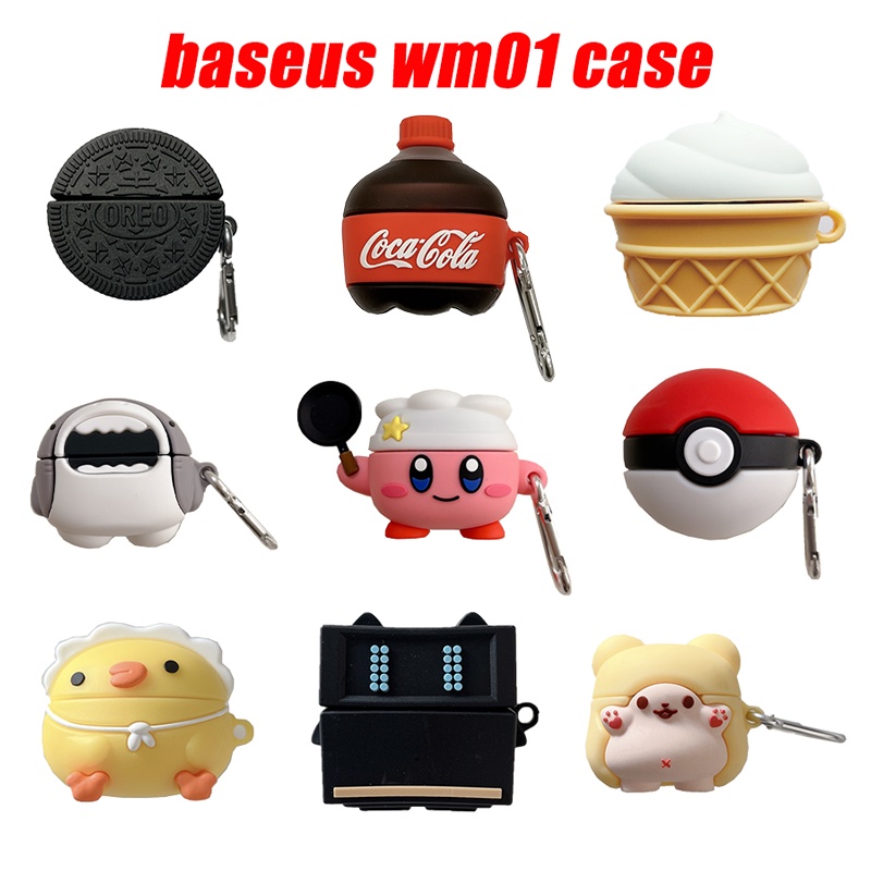 Vỏ Hộp Tai Nghe Không Dây Từ Silicon Mềm Hình Chai Cola/Sharrk/Chef Kirby/Oreo/Oreo Wm01 Cho Baseus Wm01