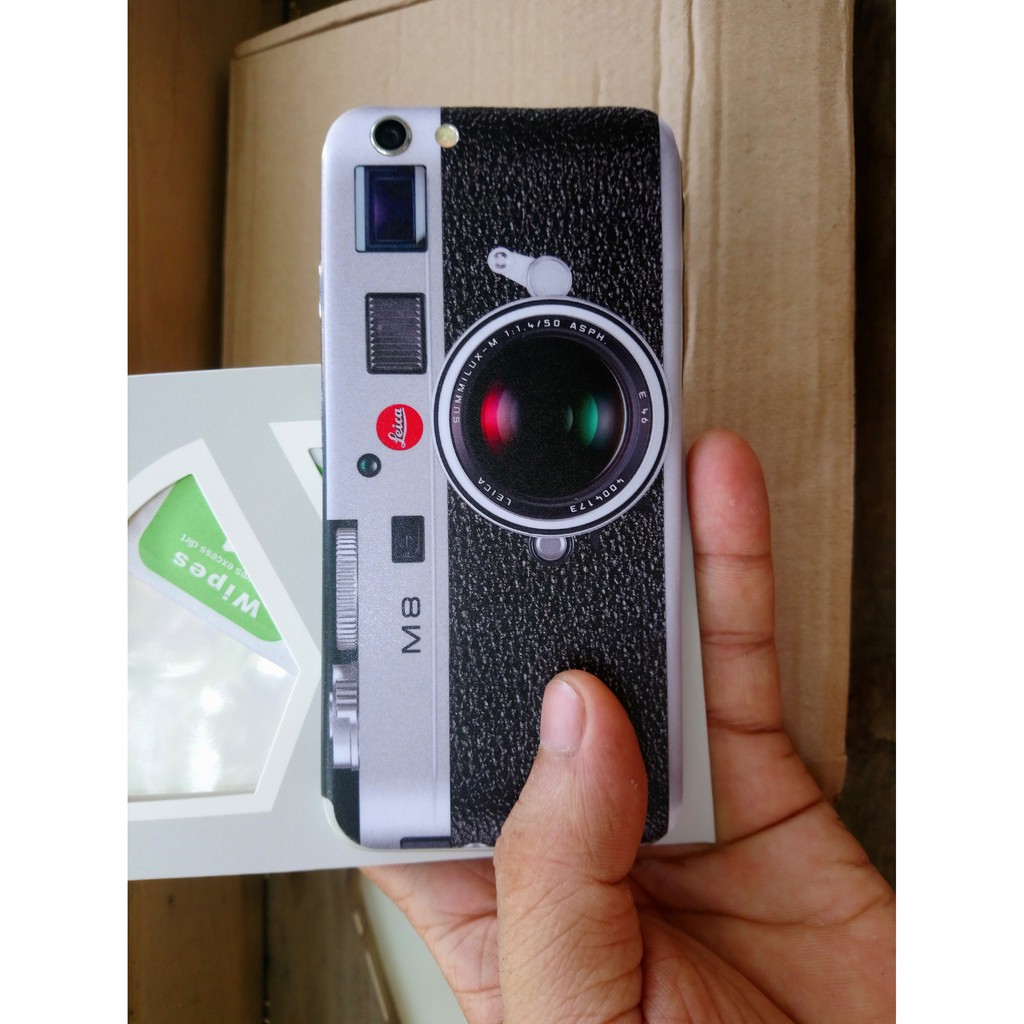 Decal dán nắp lưng iphone 6,7,8,X,11 kiểu dáng hình máy ảnh Leica M8 siêu đẹp