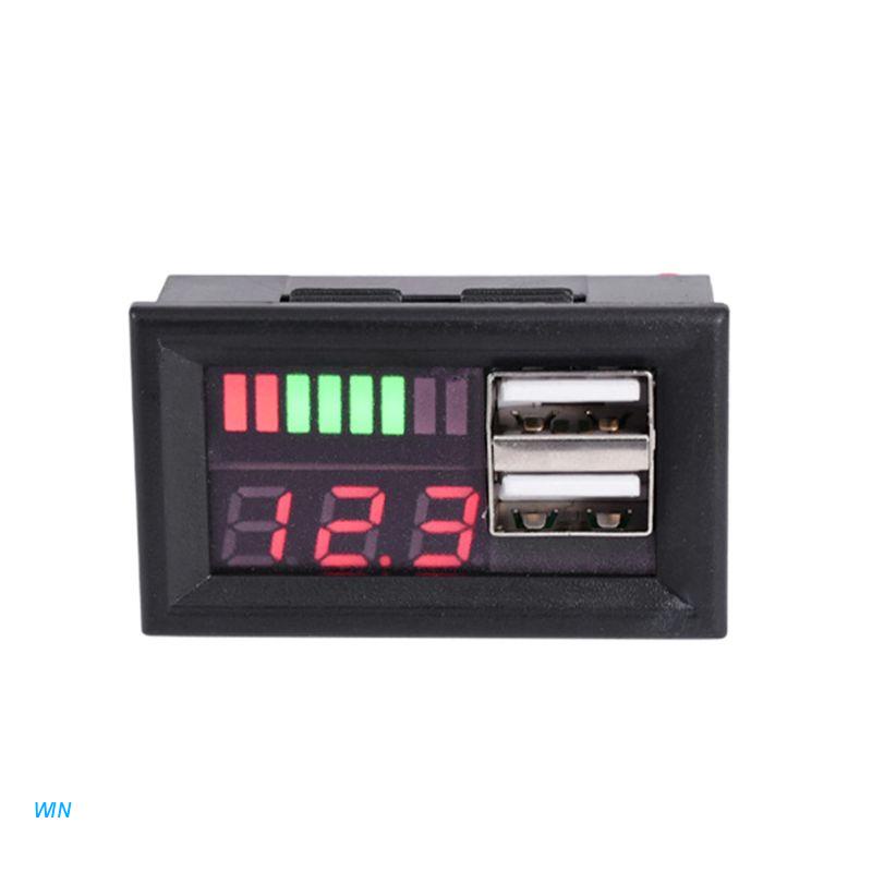 Vôn Kế Điện Tử Hai Cổng USB 12V 5V Có Màn Hình Hiển Thị Dành Cho Xe Mô Tô