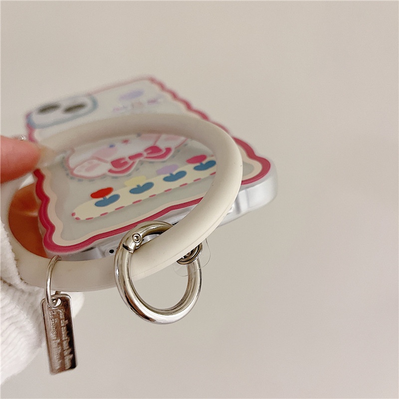 Ốp Điện Thoại Silicon Họa Tiết Thỏ Hoạt Hình Gắn Dây Đeo Cổ Tay Cho Iphone 11 12 xs 13Pro 14