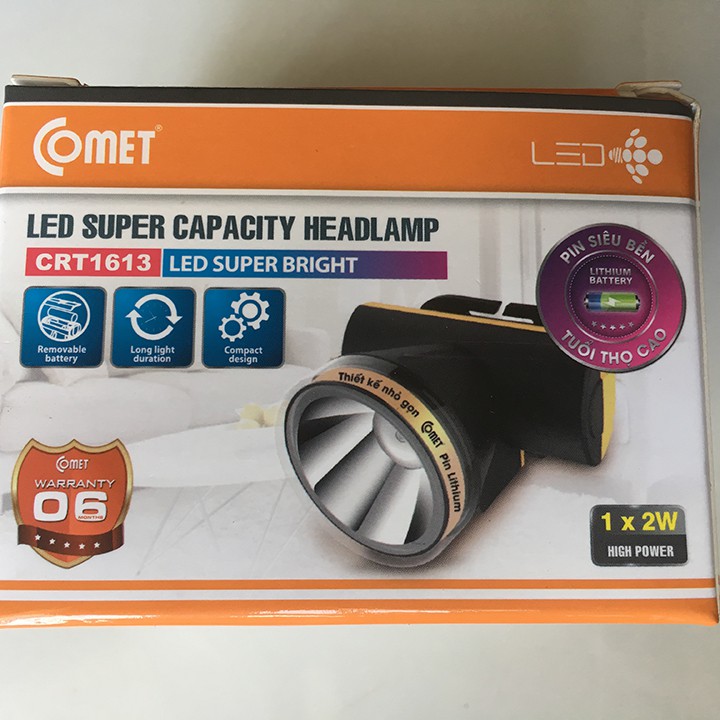 Đèn pin đội đầu Công suất lớn, ánh sáng cực mạnh COMET CRT1613