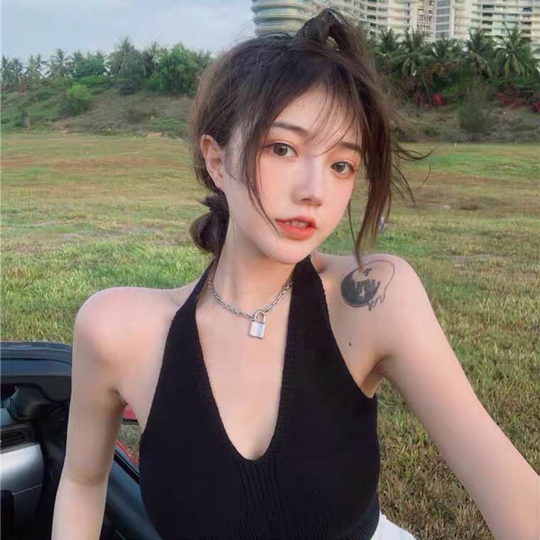 Áo Croptop Hở Lưng, Áo Hai Dây Cổ V Quyến Rũ Moda.H