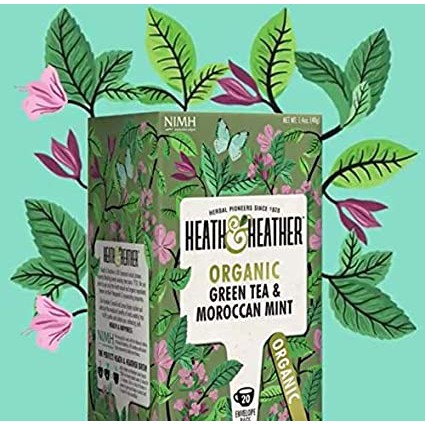 Trà Bạc Hà Maroc Hữu Cơ Heath &amp; Heather Organic Green Tea &amp; Moroccan Mint Nhập Từ Anh