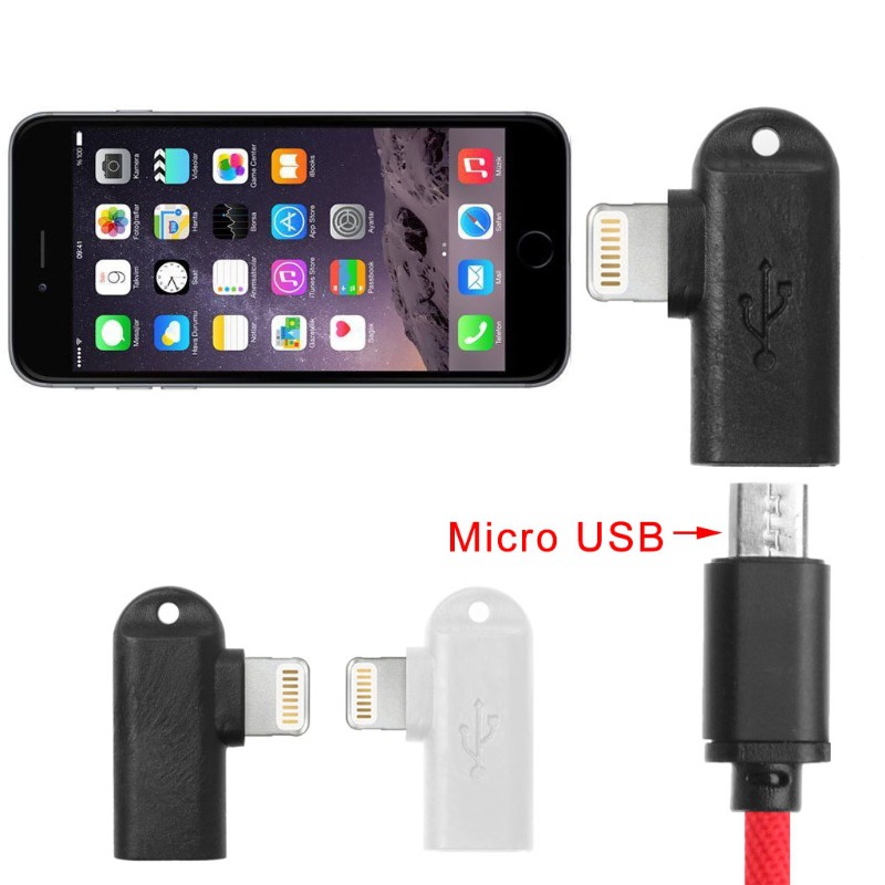 WINGO 90 Degree Micro USB Female To Lightning Male Data Charge Converter For ip