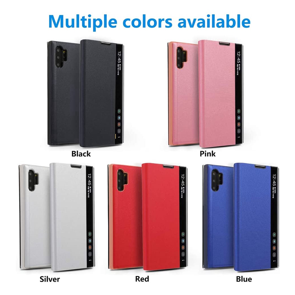 Topewon Bao da nắp gập tráng gương trong suốt thông minh cho Samsung S9 S10 S20 Plus Ultra Cover
