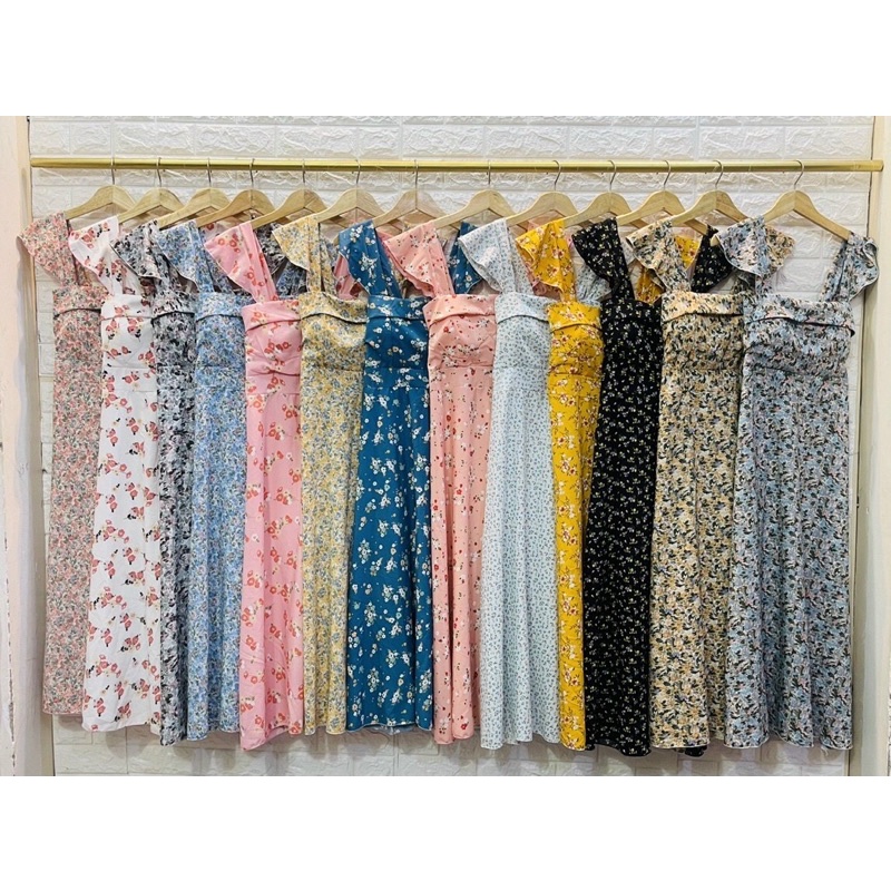 Đầm maxi hoa cánh tiên có mút ngực-hình thật.