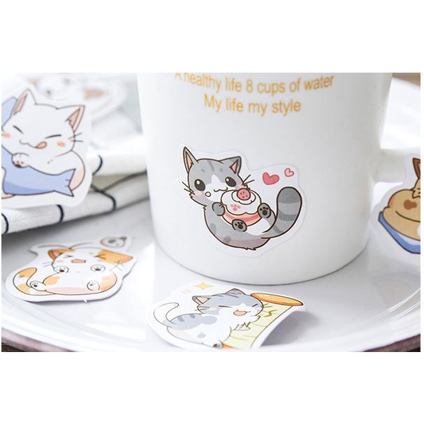 Hộp 45 Miếng Dán Sticker Trang Trí Mèo Nhật Bản