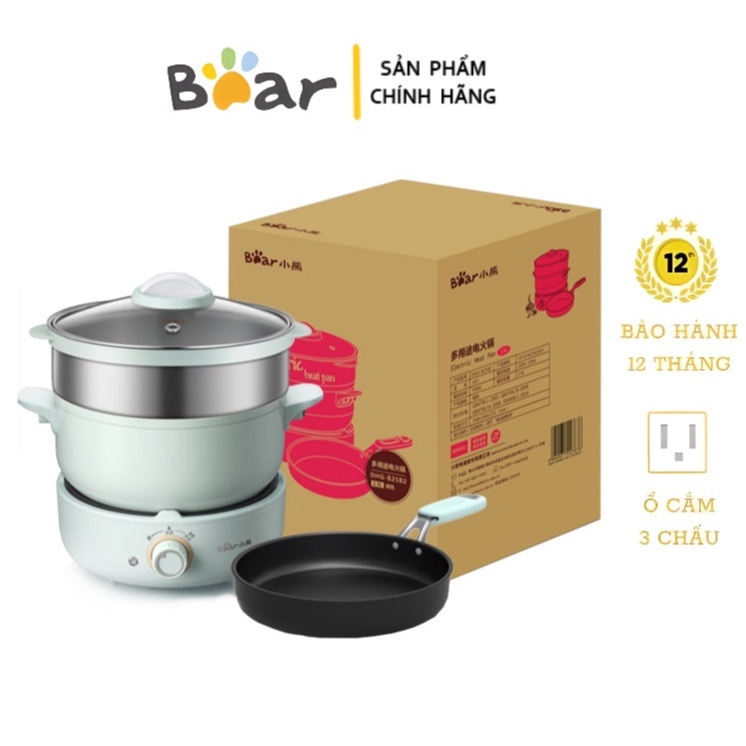 Nồi Đa Năng Mini BEAR DHG-B25Z1/B25B2 2.5L Có Thể Dùng Làm Nồi Lẩu Điện, Chiên Rán, Hấp Cách Thuỷ