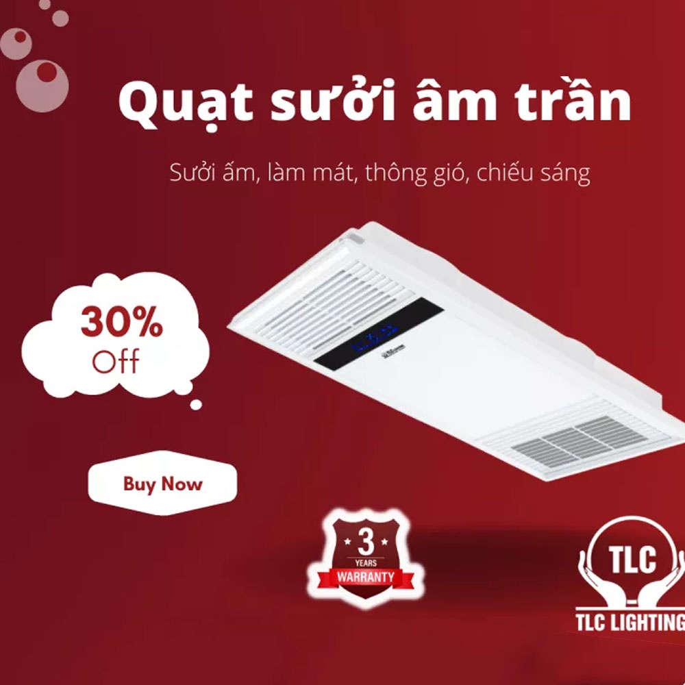 Quạt sưởi âm trần đa năng luxxury hiện đại Chính hãng TLC - Bảo hành 3 năm