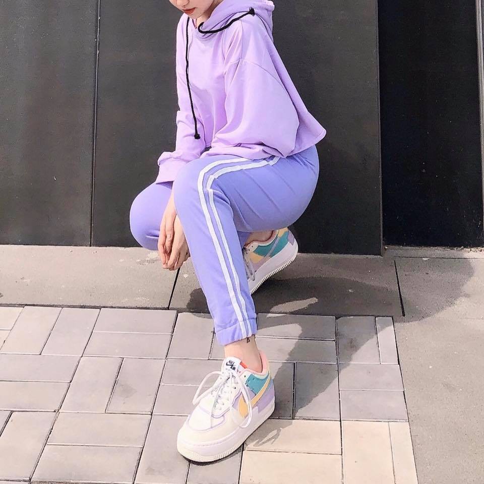 ÁO HOODIE CROPTOP DÁNG RỘNG TAY DÀI CÓ NÓN MÀU TÍM UNISEX - MM | BigBuy360 - bigbuy360.vn