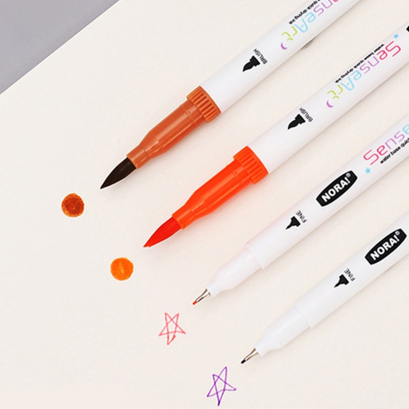 Seng Set 12 / 18 / 24 Cọ Vẽ Màu Nước Hai Đầu Tiện Dụng