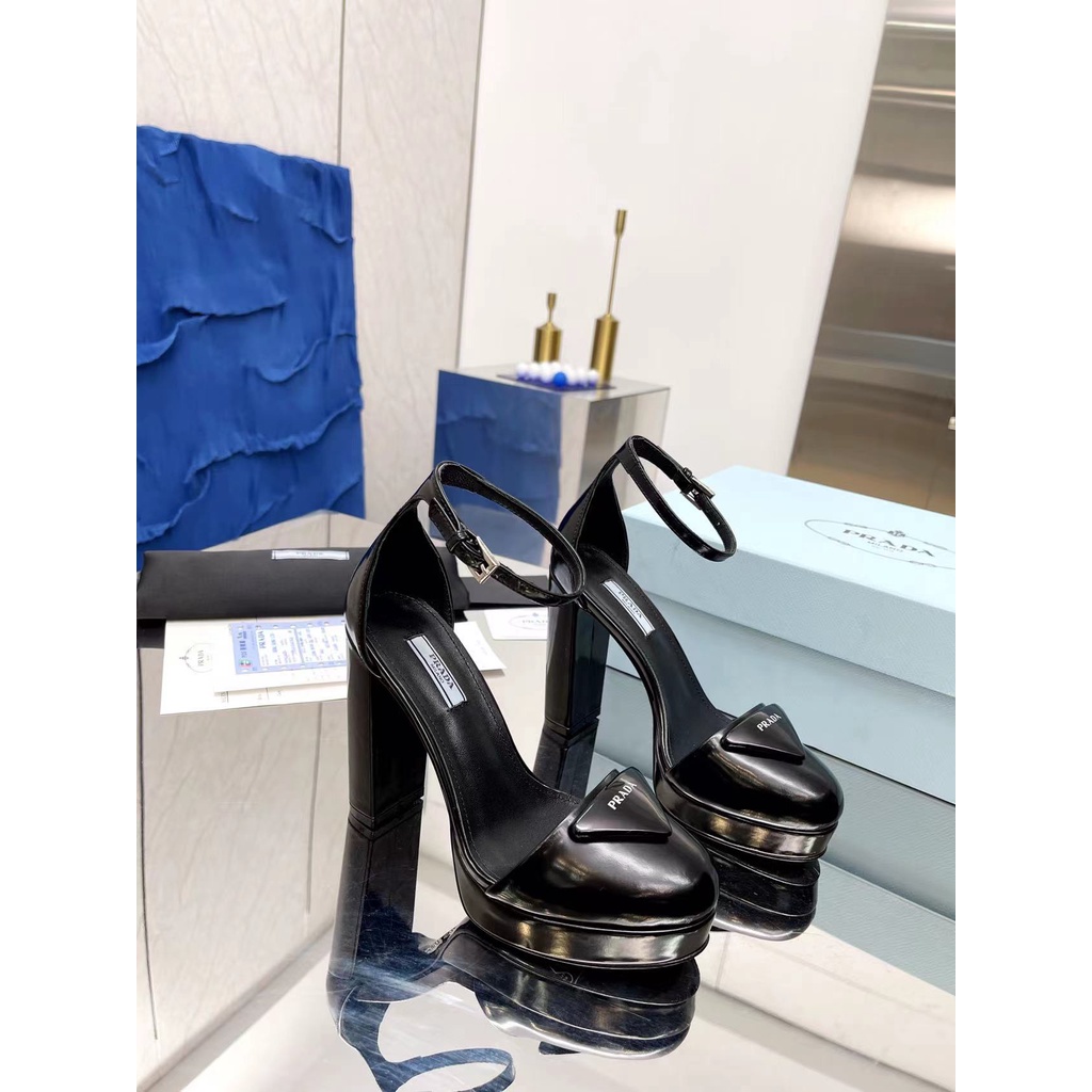 Giày cao gót nữ da thật thời trang cao cấp Prada phong cách thời thượng, thu hút
