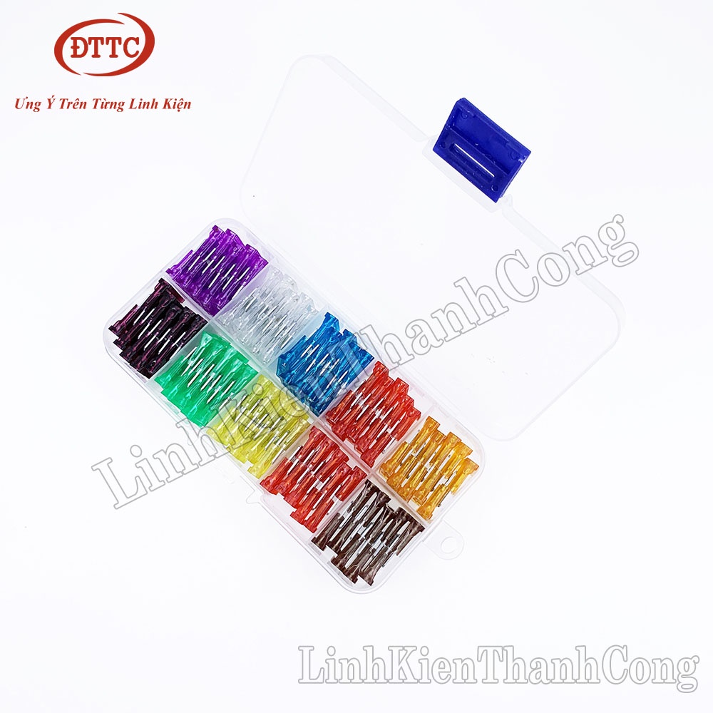 Bộ 100 Cầu Chì Dự Phòng Cho Xe Hơi, Xe Máy, Xe Tải Cỡ Mini, Cỡ Nhỏ, Cỡ Vừa