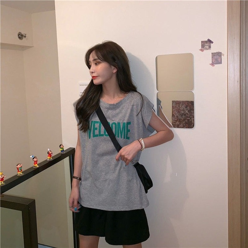 Áo thun ngắn tay dáng rộng thời trang Hàn Quốc cho nữ