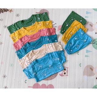 Xả kho bộ cộc tay vải thun lạnh in họa tiết gấu - minky mom