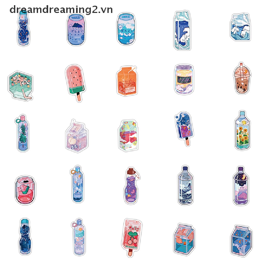 Bộ 50 Miếng Dán Hình Nước Uống Có Hương Thơm DIY Cho Nữ