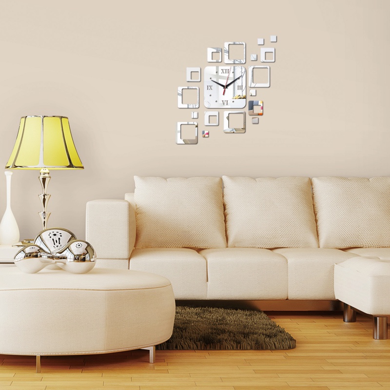 Bộ Đồng Hồ Dán Tường Bằng Acrylic Tráng Gương Phong Cách Châu Âu Sang Trọng