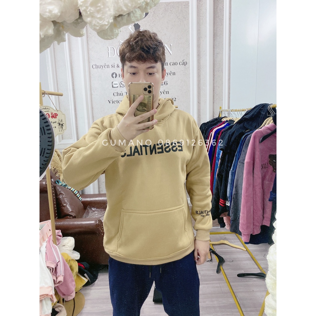 Áo nỉ hoodie Essentials , Áo nỉ bông unisex nam nữ Essentials Đủ 5 Màu dày dặn basic