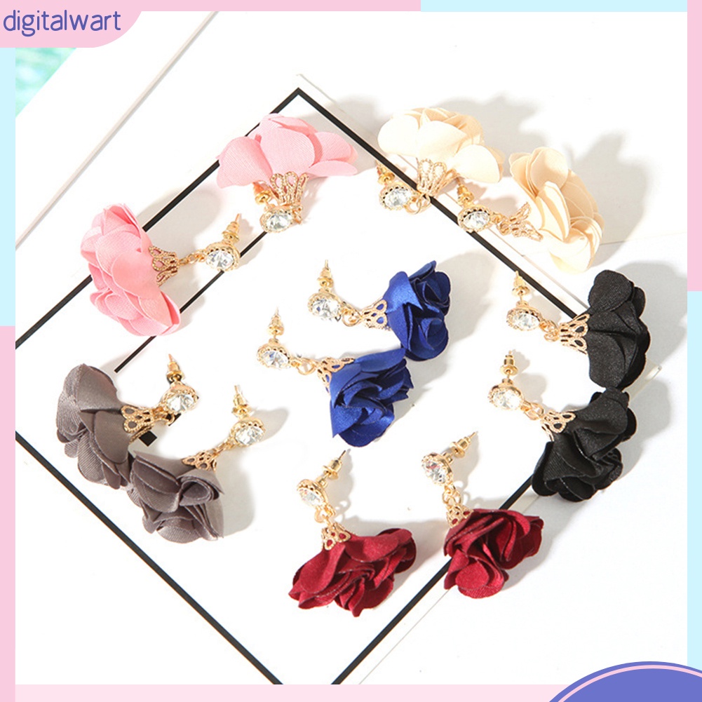 Đôi bông tai hình hoa trang trí đính đá thời trang cho nữ