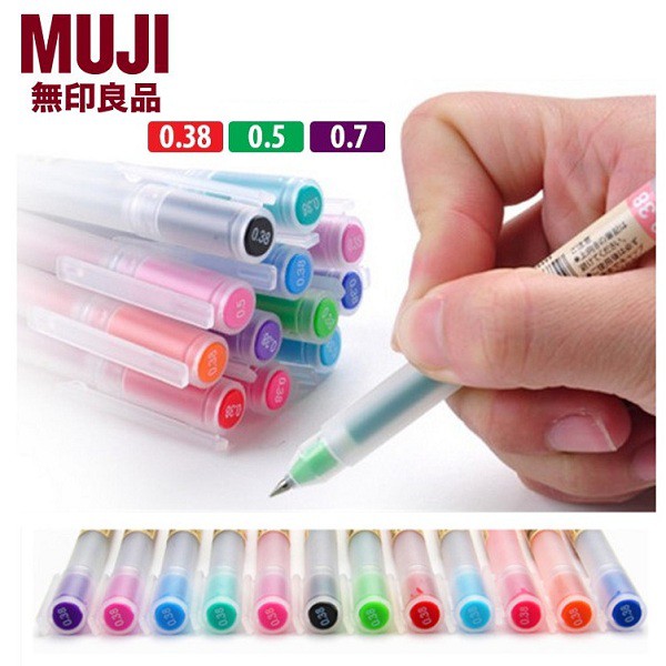 Bút bi gel Muji Nhật Bản cỡ 0.38 và 0.5